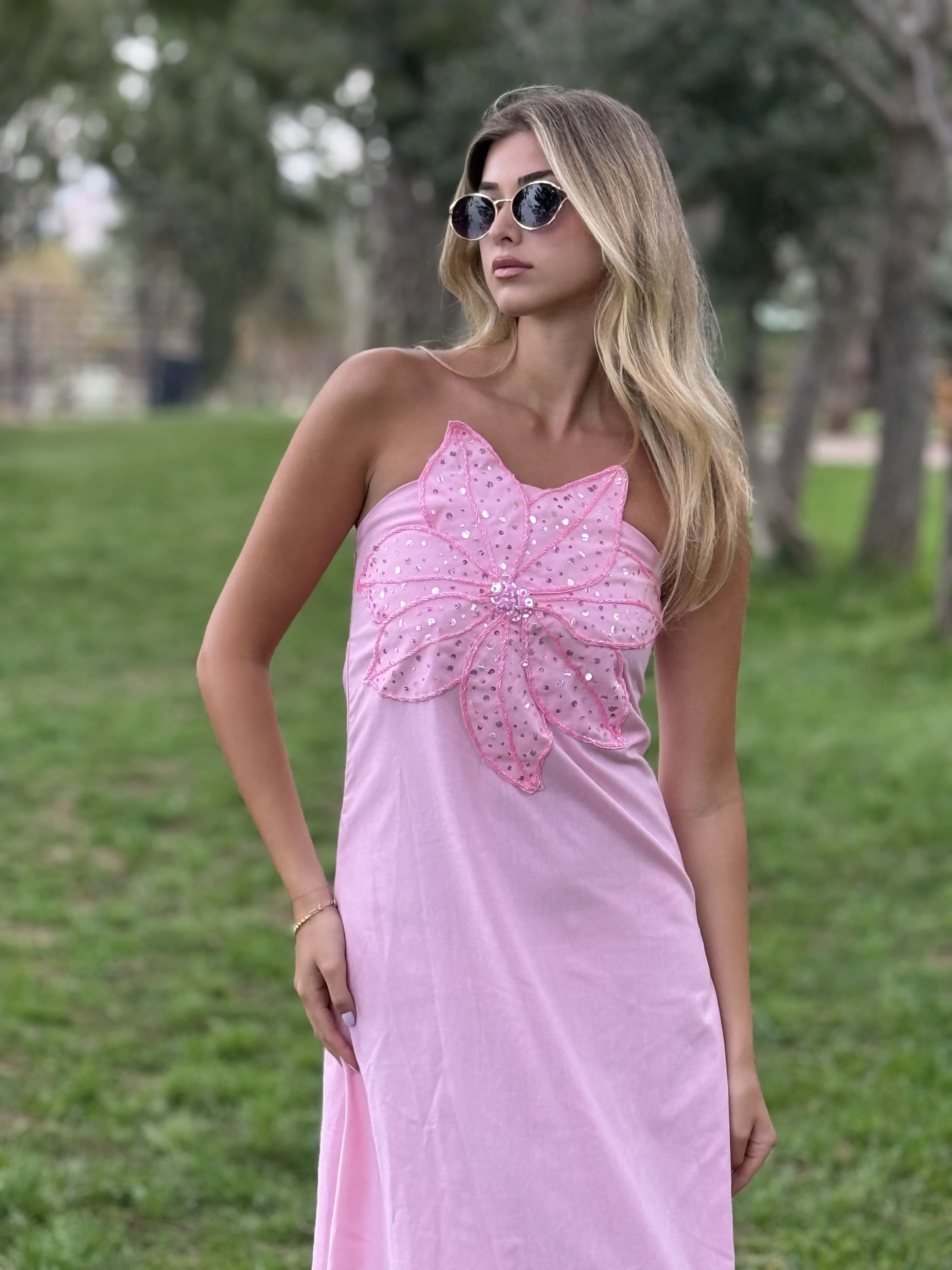 knee length dresses for ladies Whitney Linen Strapless Dress – Endless Rose main image 0